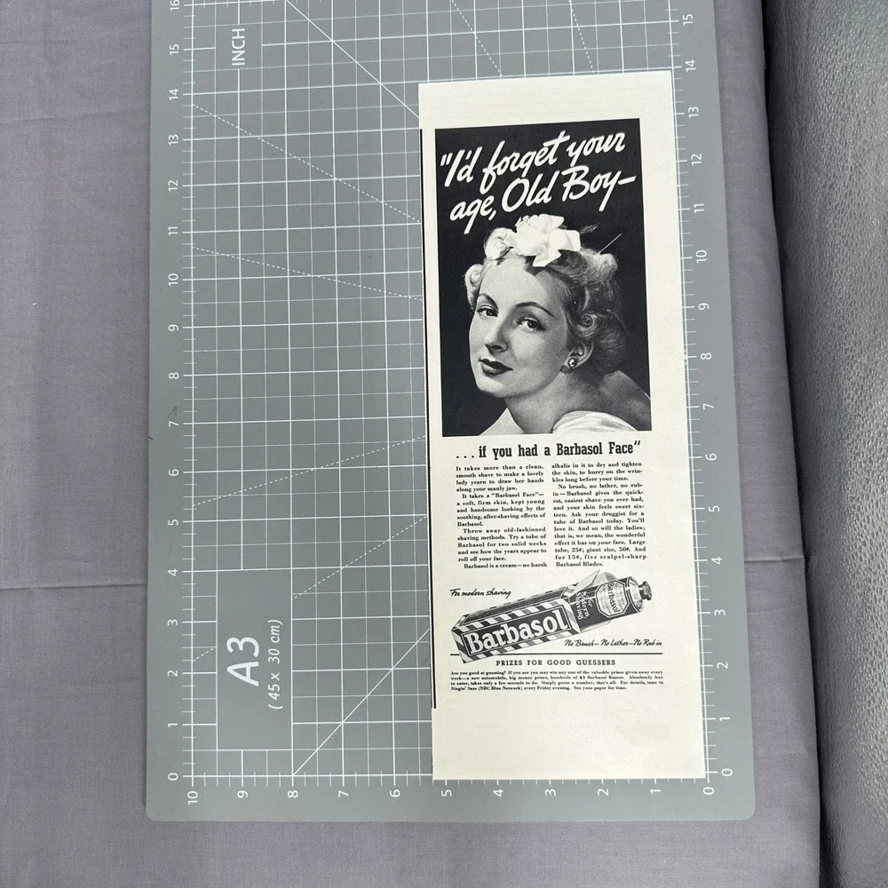 1937 Barbasol Shaving Cream Vtg Print Ad Woman Grooming Beauty Barber Wall Art